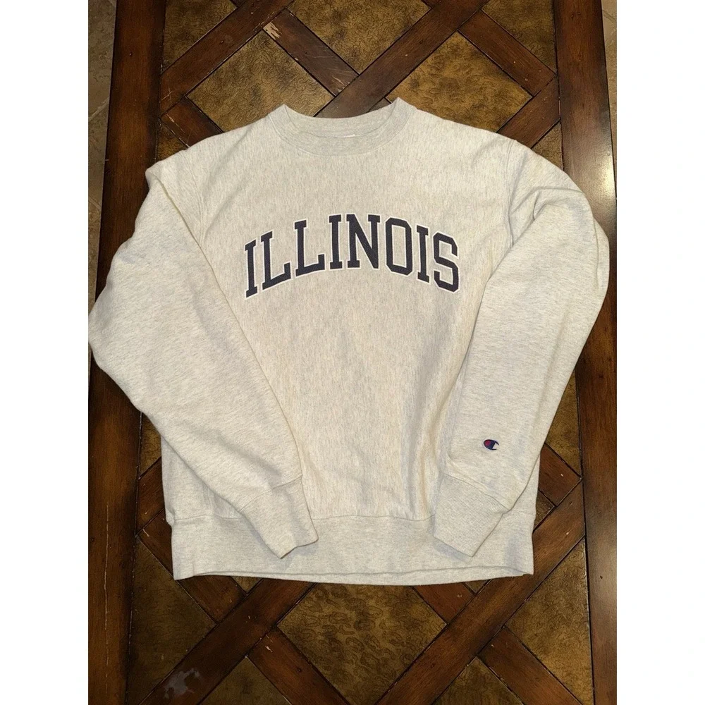 Vintage Illinois Champion Reverse Weave Sweater Men's Medium Gray College